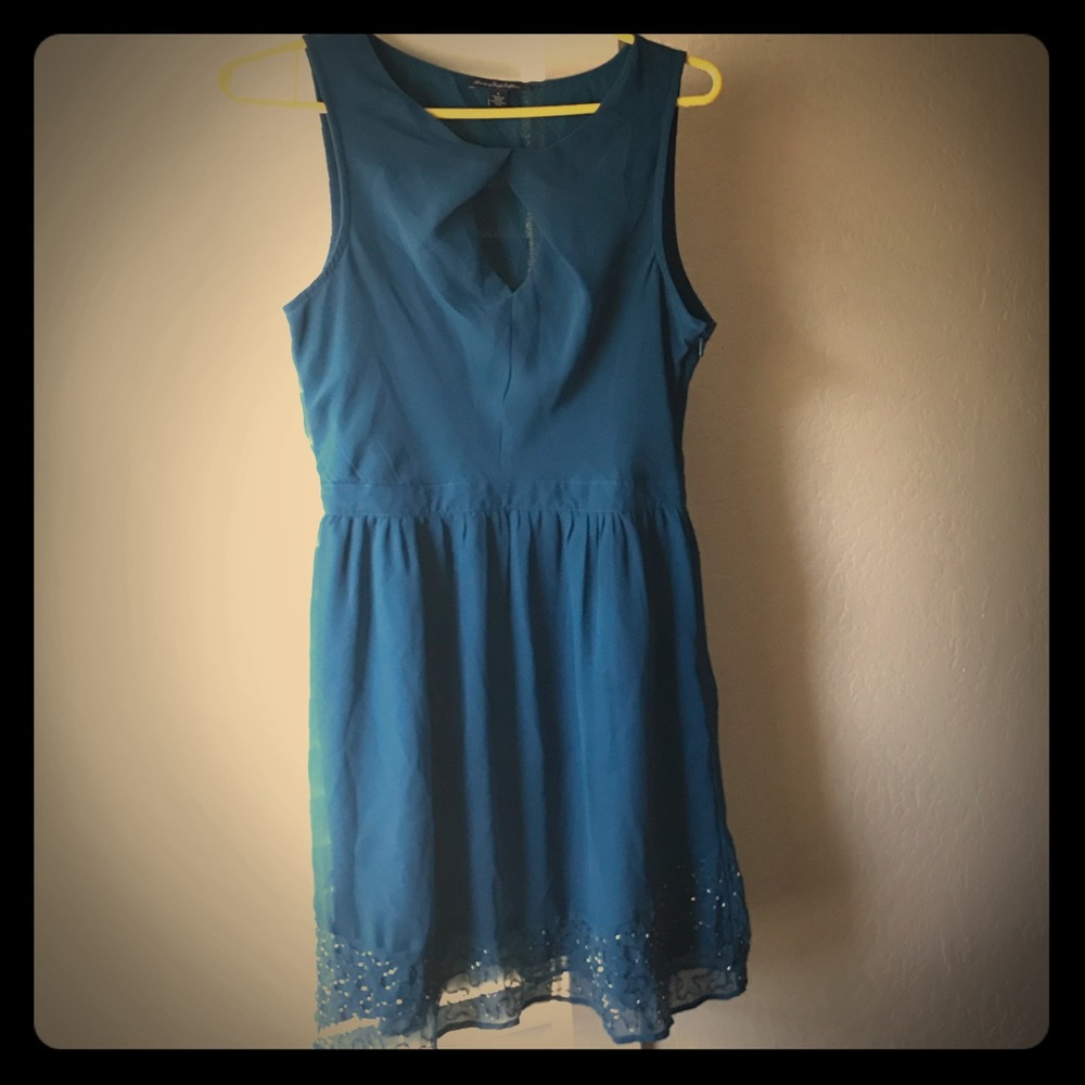 Blue beaded Midi Dress
